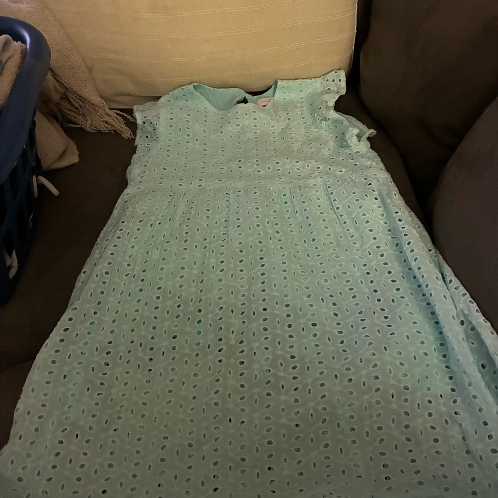 Pink Lily Green Sleeveless Sundress with Peter Pan Collar